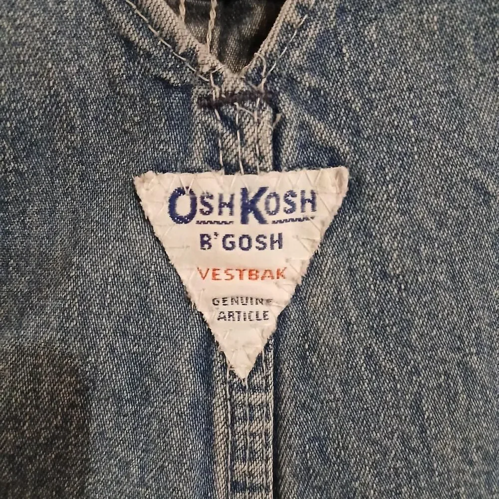 Vintage 90s OshKosh B'Gosh Vestbak denim blue jean shorts bib overalls 3T